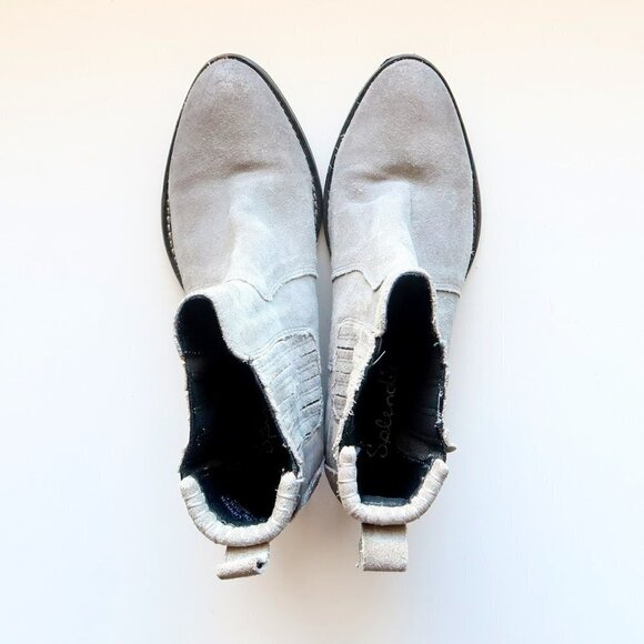 Splendid Grey Suede Leather Western Cowgirl / Cowboy Ankle Boots / Booties Sz. 8 - Picture 3 of 16